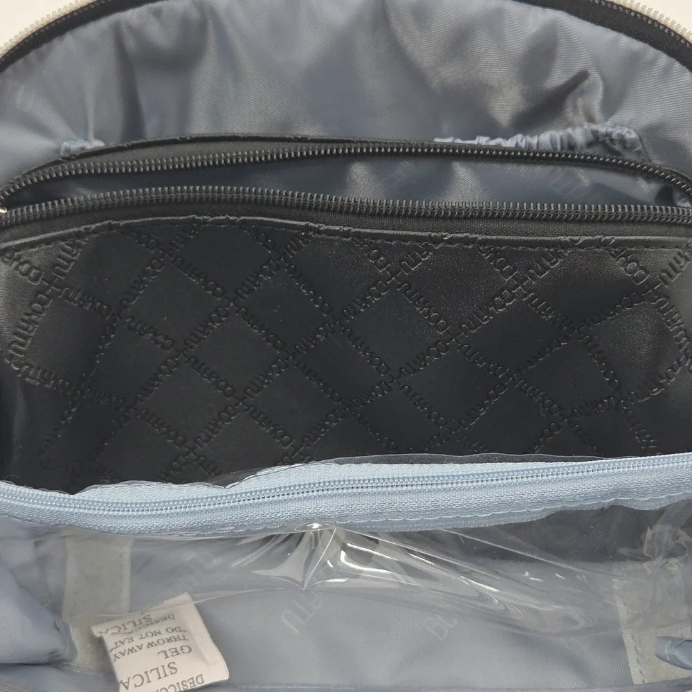 Black Checkered Toiletry Bag With Multiple Compartments